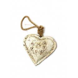 Serce metalowe ręcznie malowane 9cm Białe